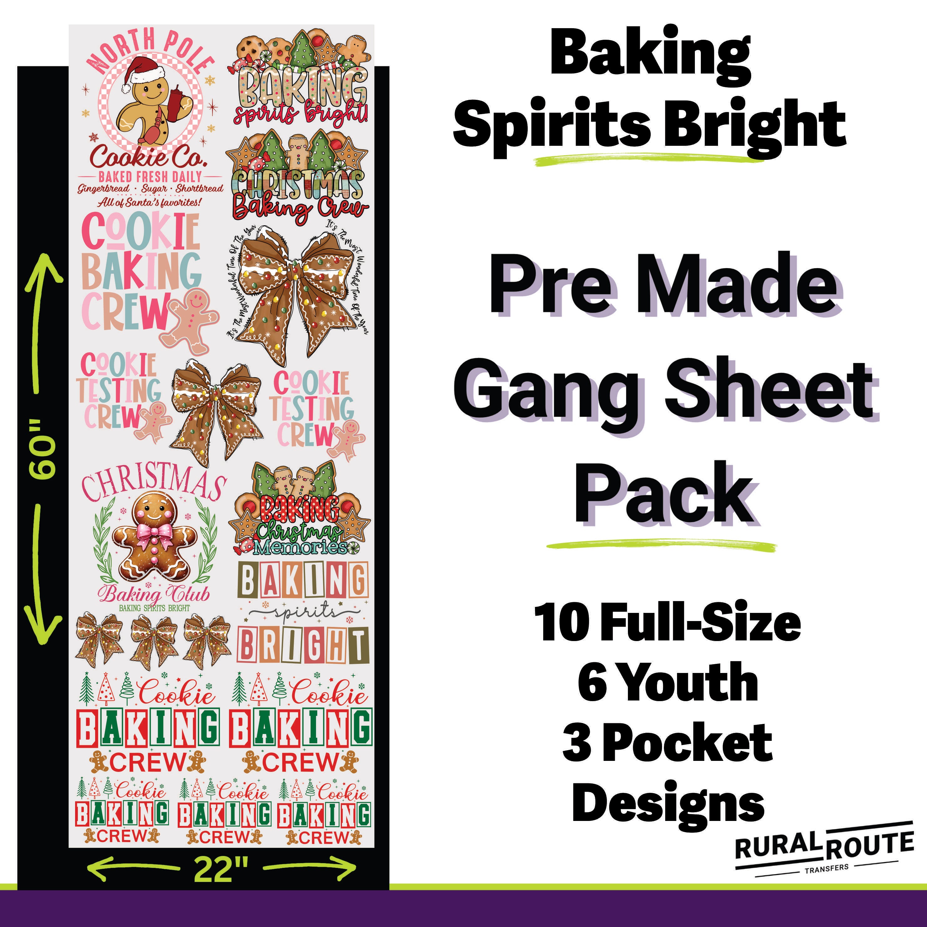 Baking Spirits Bright Pre-Made Gang Sheet Pack - Holiday DTF Transfers