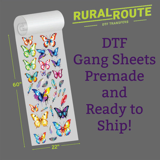 Butterfly and Feather, Premade DTF Gang Sheet, DTF Transfers