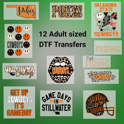 Oklahoma Orange Football, DTF Transfer Pack perfect for applying to apparel. - Rural Route Transfers 